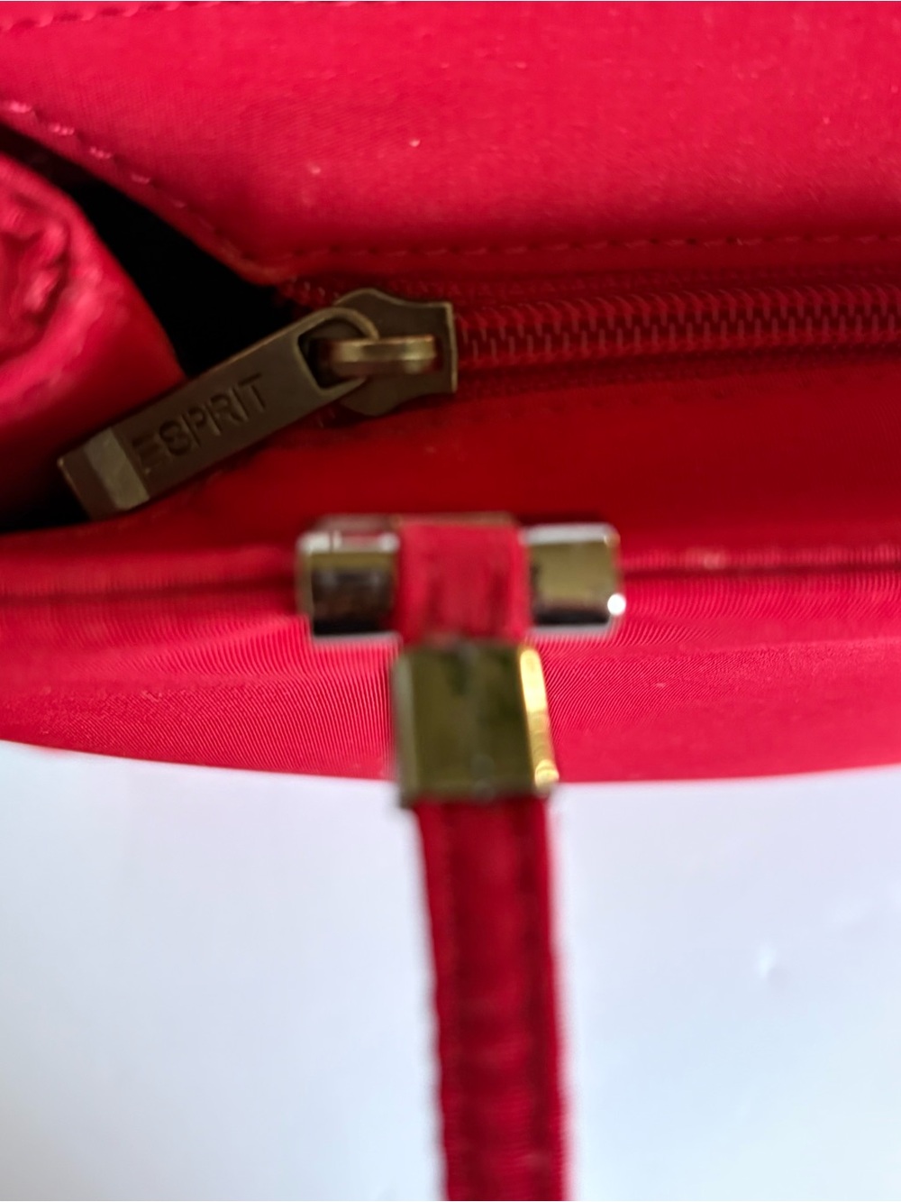 Y2K 90s Esprit Red Nylon Top Handle Shoulder Tote Bag Minimalist Retro Chic VTG - Picture 12 of 15